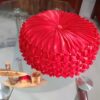 Round Red with white pearl smocking cushion