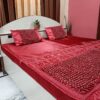 KALARAGINI Maroon Satin Classic King Size Double Bedsheet