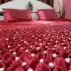 KALARAGINI Maroon Satin Classic King Size Double Bedsheet