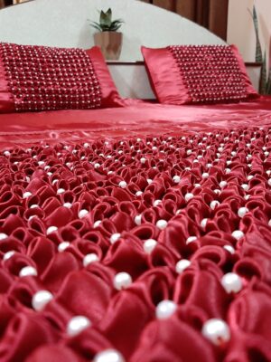 KALARAGINI Maroon Satin Classic King Size Double Bedsheet