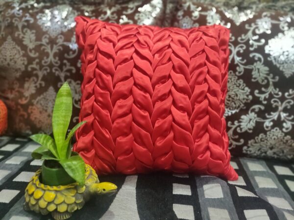 Maroon leaf  smocking cushion  cover