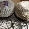 Round Off White with white pearl smocking cushion