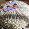 Round Off White with white pearl smocking cushion